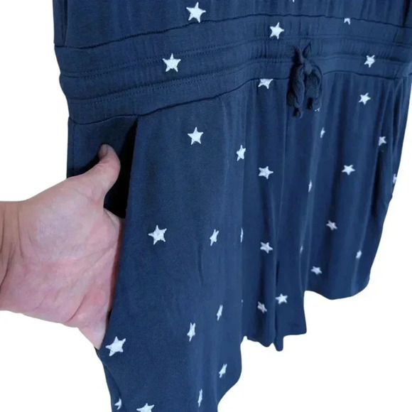 Splendid Romper Navy Silver Embroidered Stars Shorts Whimsigoth Fairy Women's L - Picture 8 of 16